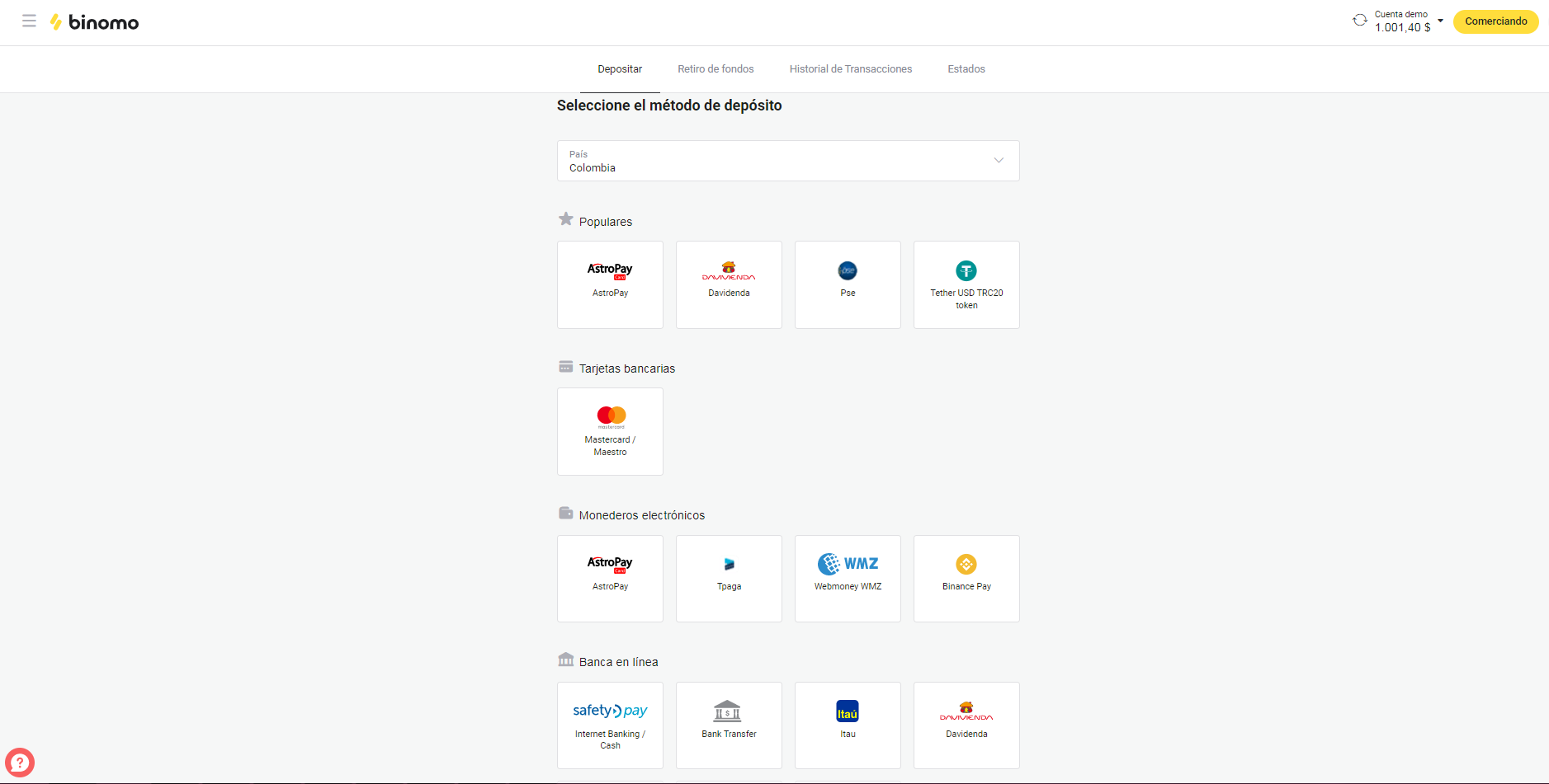 Use cualquier método conveniente para depositar y retirar sus fondos Use cualquier método conveniente para depositar y retirar sus fondos