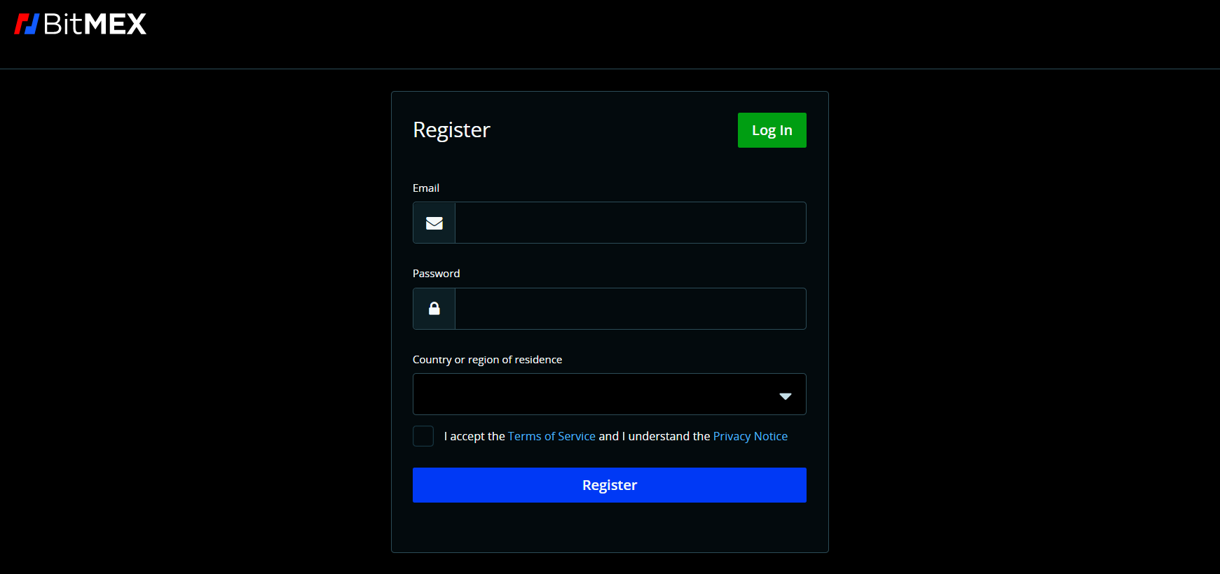 Registro en la plataforma BitMEX Registro en la plataforma BitMEX