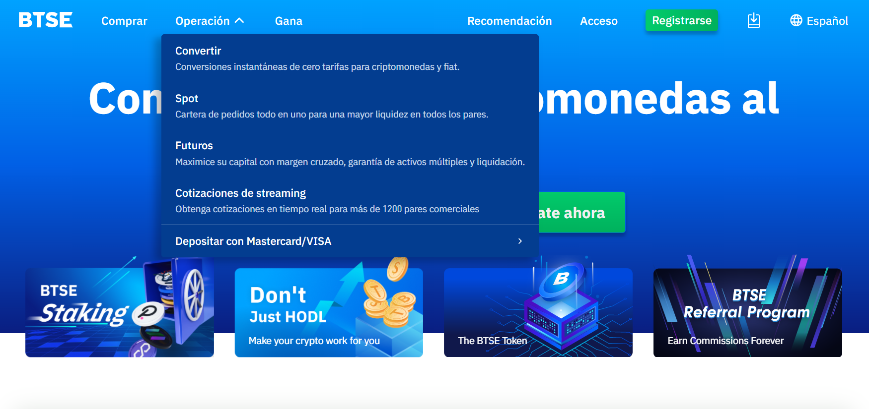 Lista de cripto derivados BTSE Lista de cripto derivados BTSE