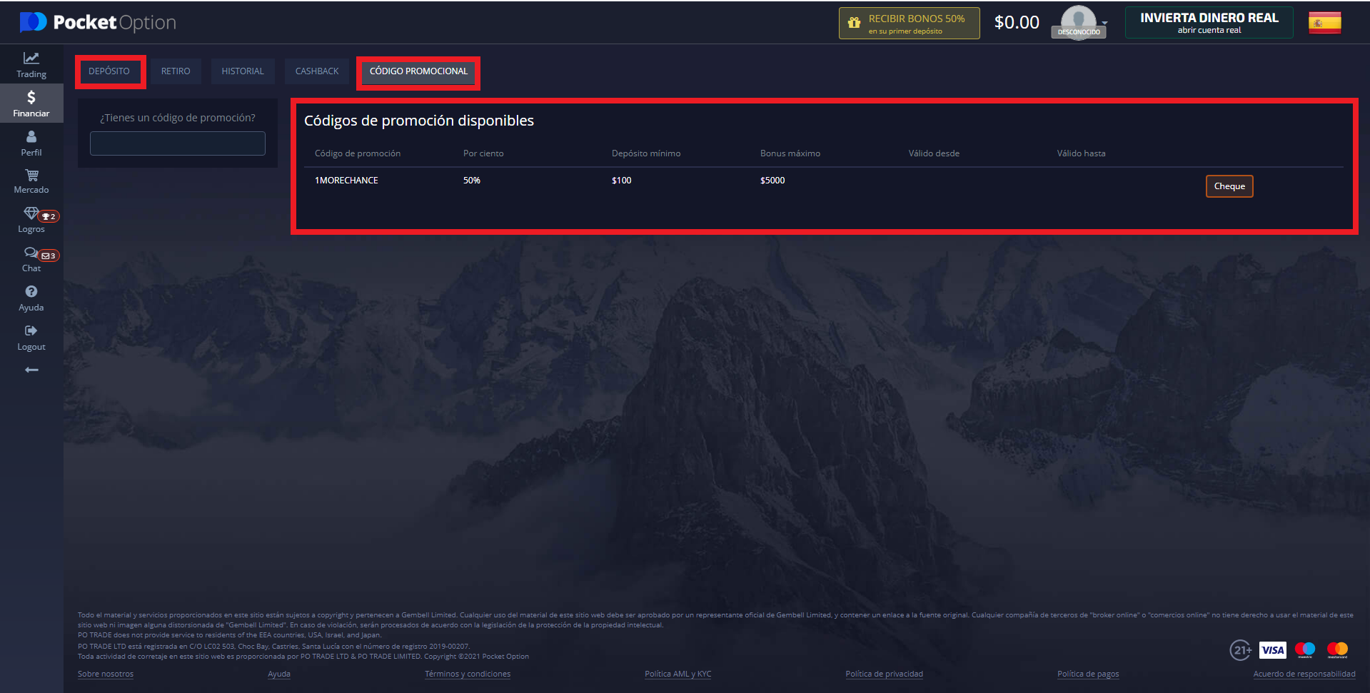 Utilice su código de promoción en la plataforma Utilice su código de promoción en la plataforma