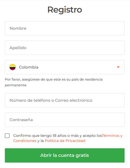 Formulario de registro Formulario de registro